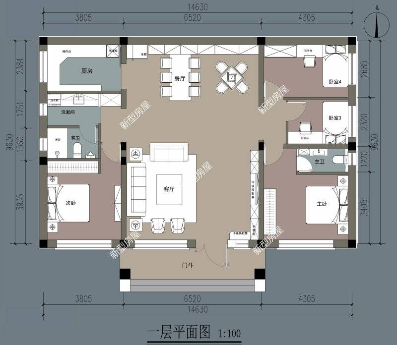 16米长,宽14米的宅基地想盖10米深的平房怎么设计?