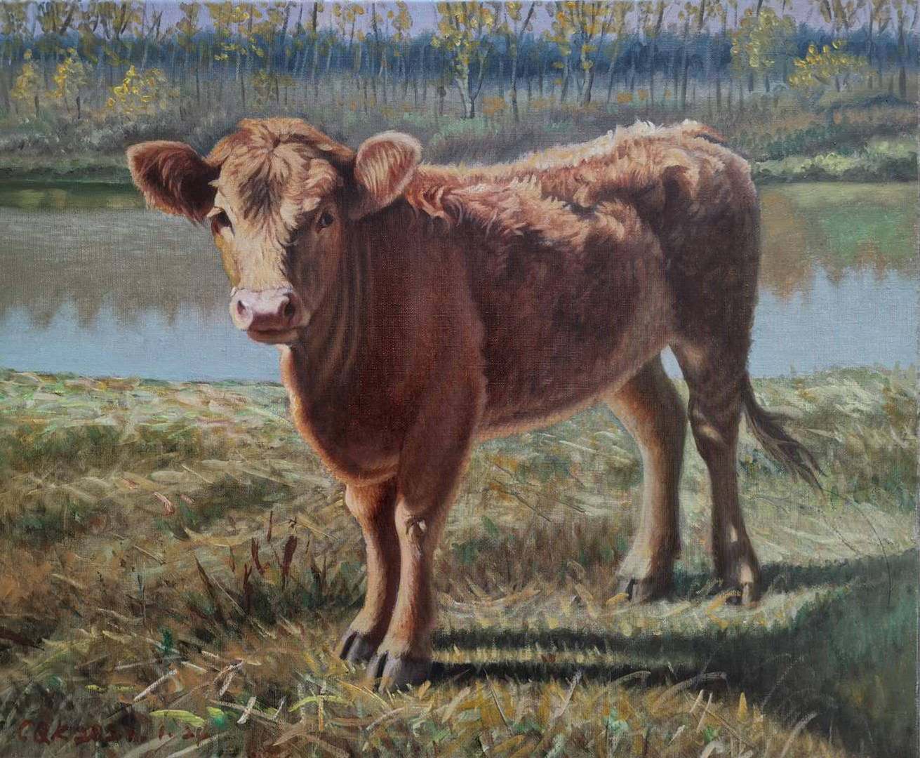 02《老水牛》布面油画50×60cm作于2020年03《小牦牛》布面油画40