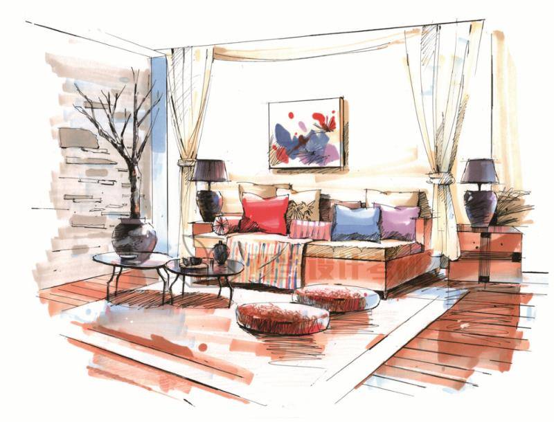 考研手绘干货|如何画好室内设计中的桌椅,沙发,床等单体家具?