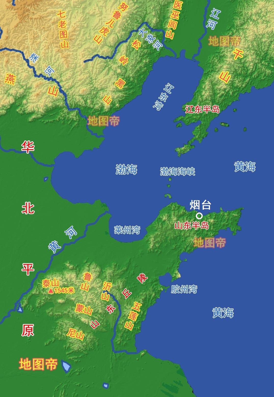烟台,位于山东半岛东北部,北濒渤海与辽东半岛的大连隔海相望,东连