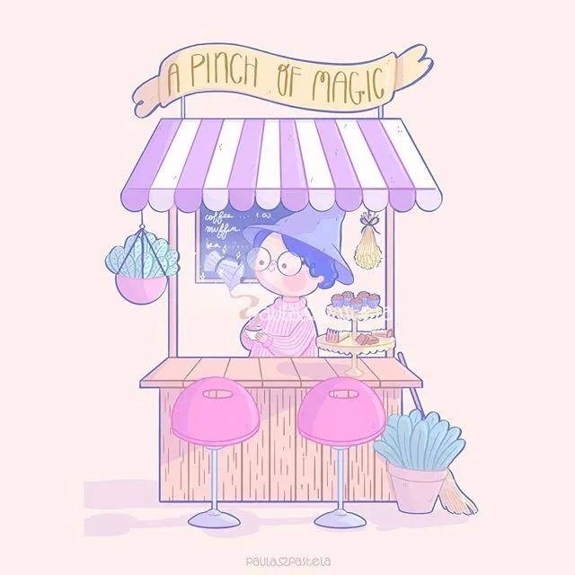 插画paulabugue09o蜜桃冰淇淋味的小世界