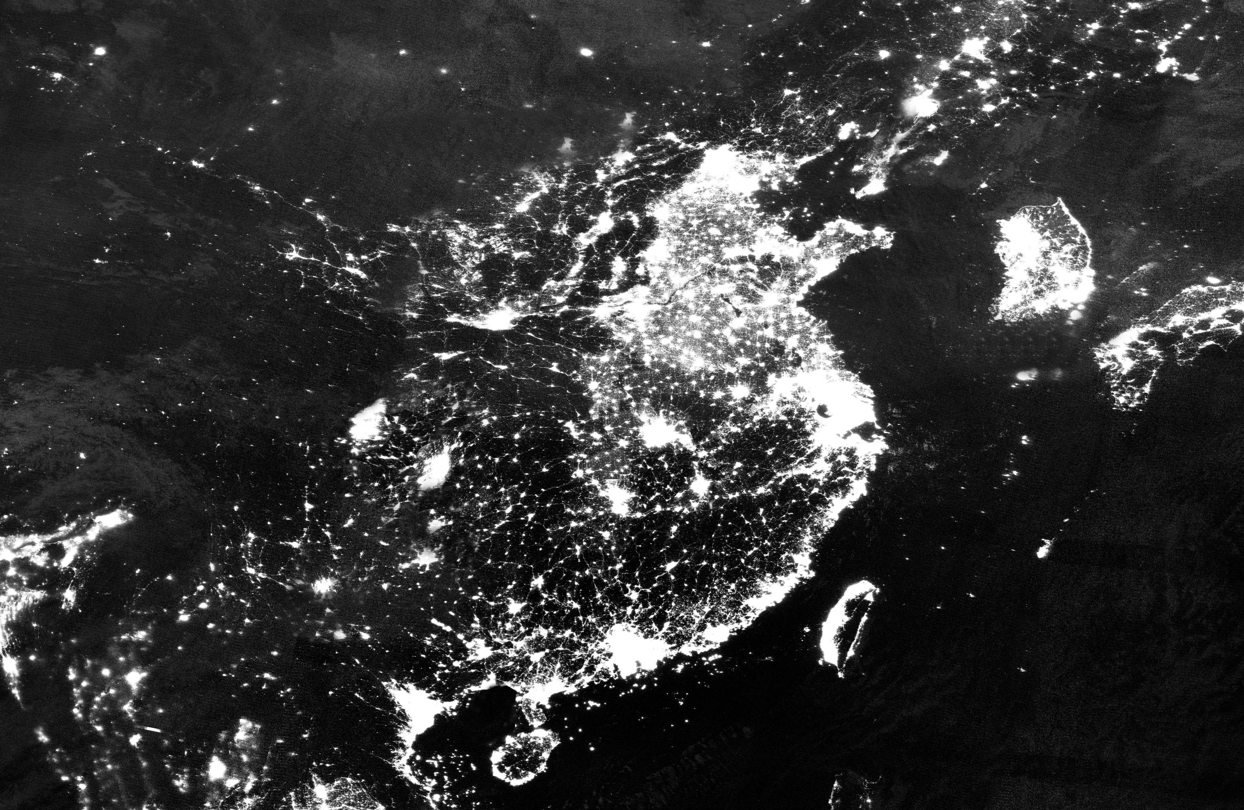 中国城市太空灯光图城市太空遥感卫星图