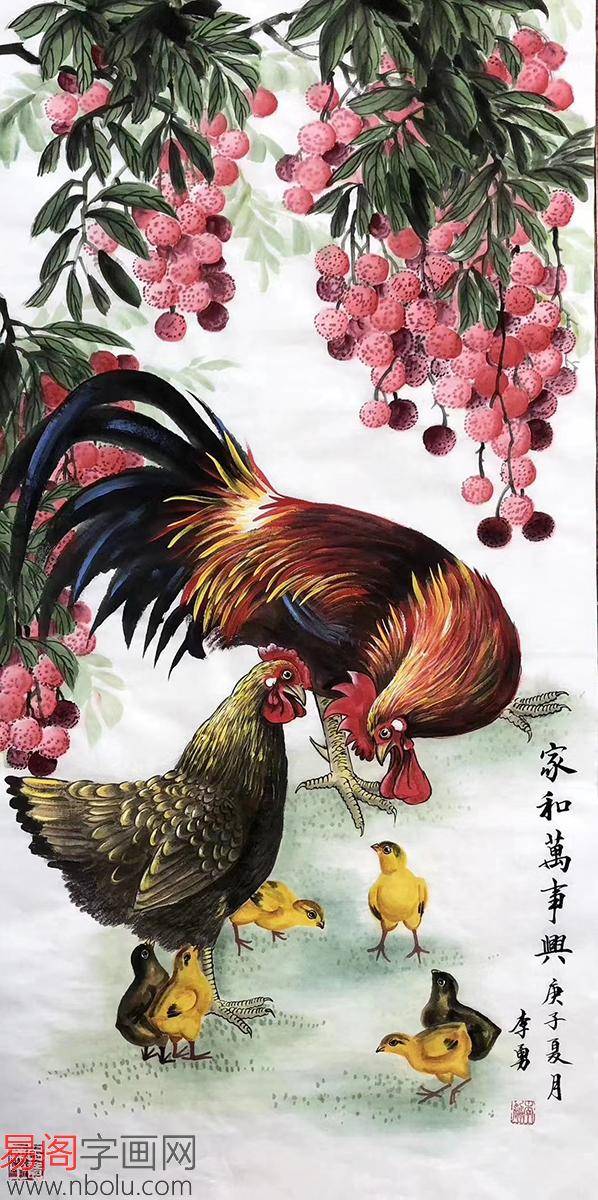 画家李勇,清新淡雅芳香自来,国画鸡作品欣赏_绘画