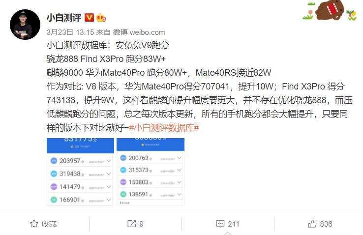 两款国产旗舰在安兔兔v6版的跑分