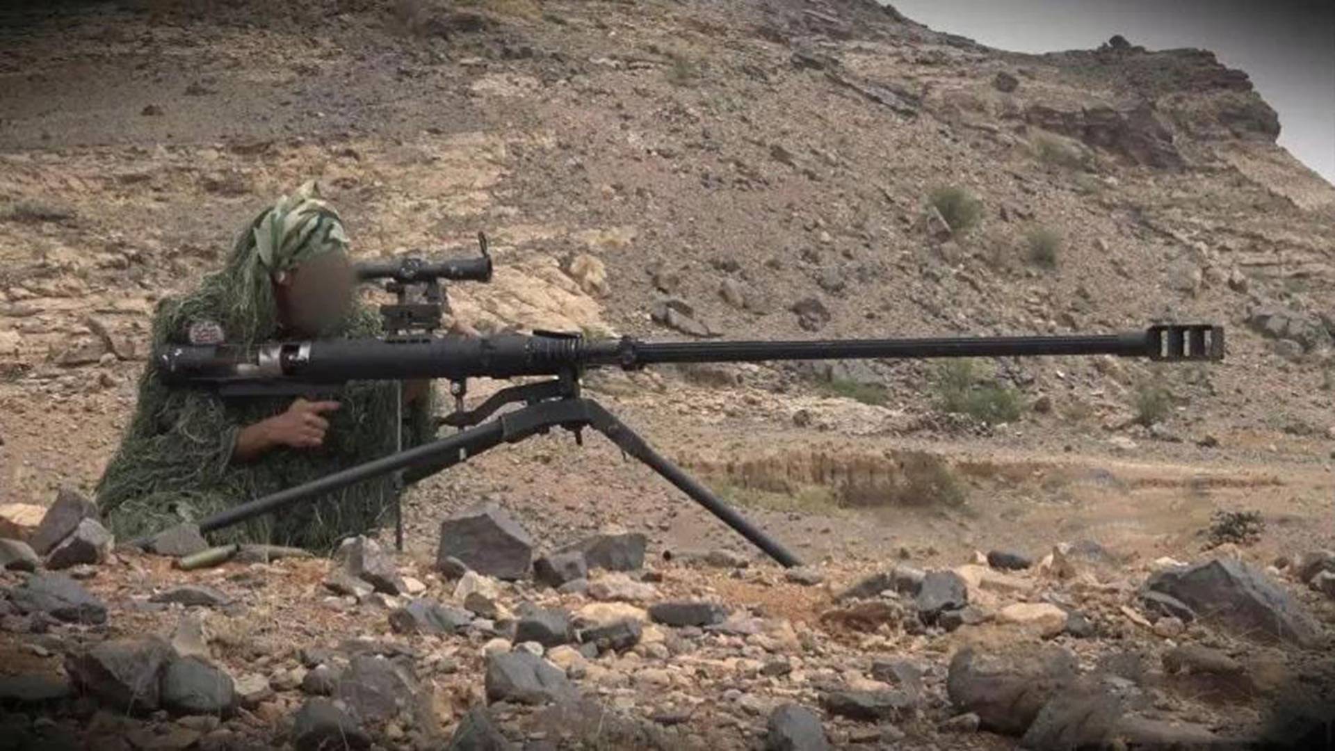 原创也门魔改反器材狙击炮构造简单且外观粗糙火力效果十分强悍