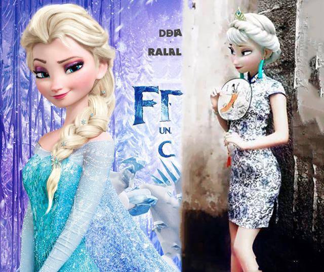 原创旗袍版本的迪士尼公主,白雪公主优雅迷人,艾莎女王气质冰冷