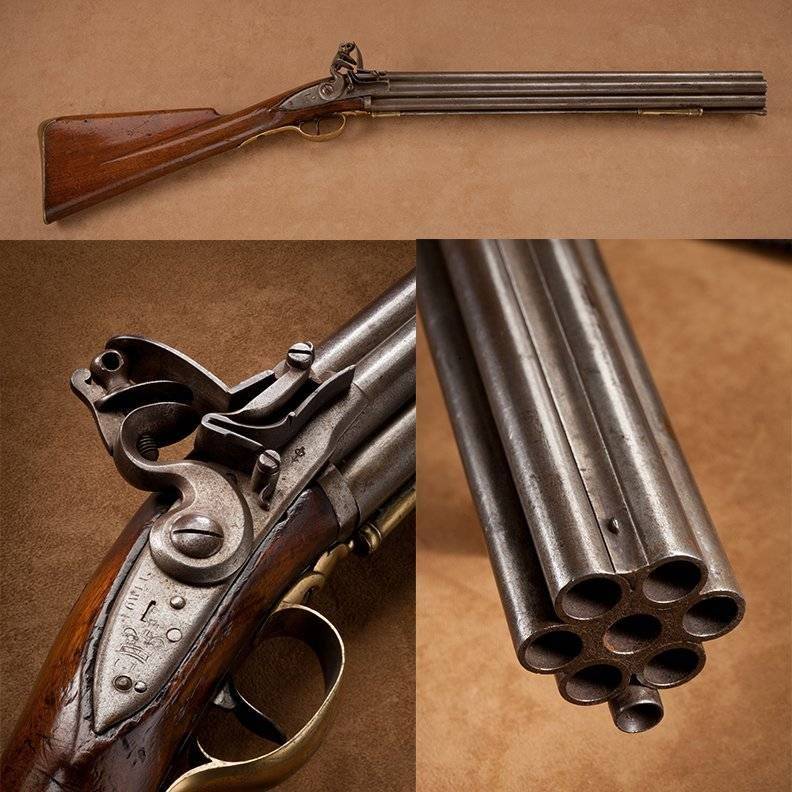 不罕见,在在16到18世纪,欧洲就曾流行过下边这种多管武器——诺克步枪