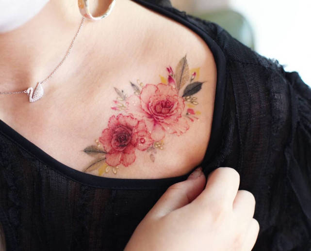 由龙纹身整理女生花卉纹身图案