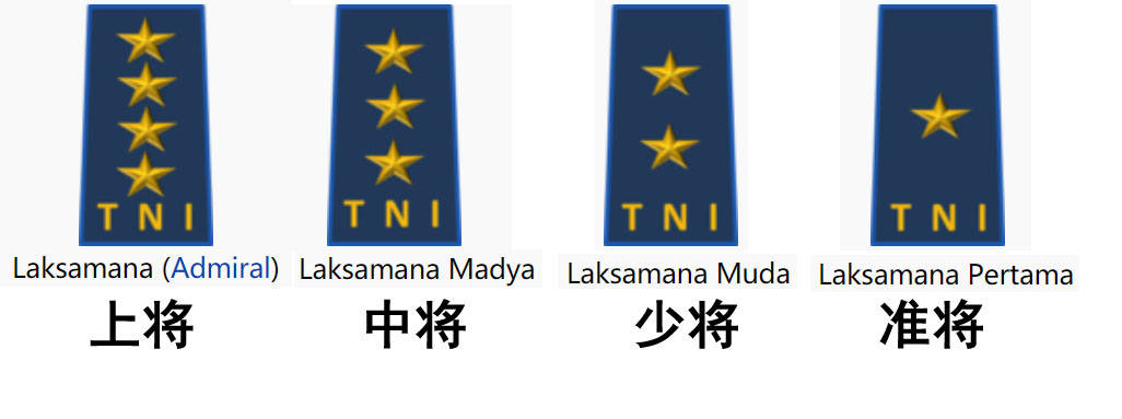 原创印尼海军军衔元帅只是荣誉军衔上将四颗星准尉协助尉官工作
