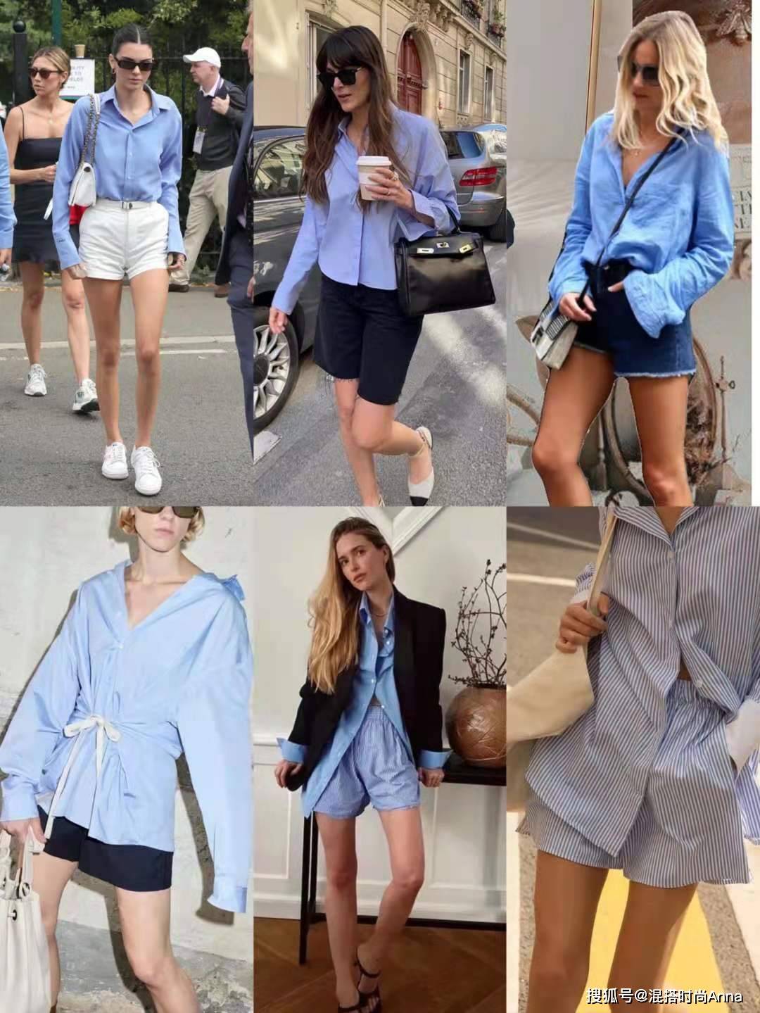 tips5:蓝衬衫搭配短裙,干练高级,展现都市职场女性的优雅魅力