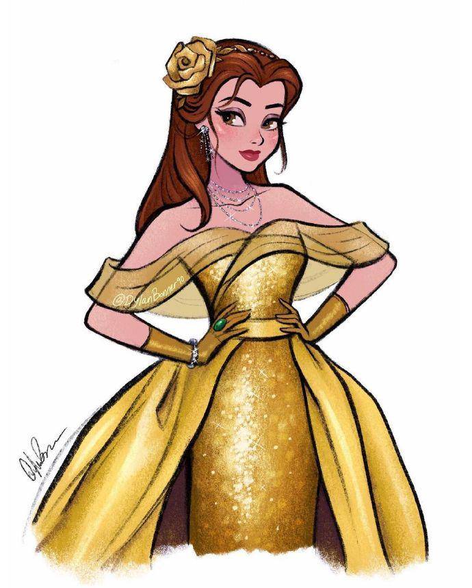 穿晚礼服的迪士尼公主,爱丽儿公主优美动人,茉莉公主气场强大