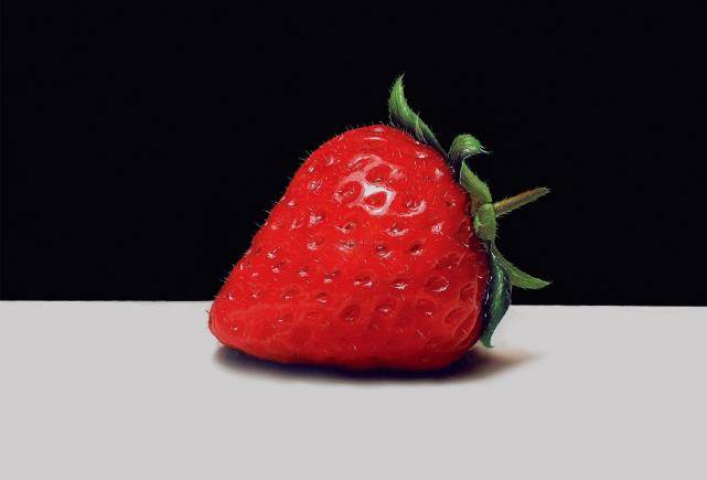 画家画了一坏草莓卖出了20万放大倍数看感觉很真实