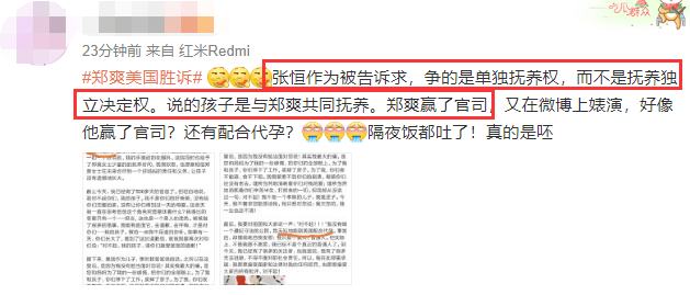 郑爽胜诉!将与张恒共同抚养俩孩子,张恒仅获得抚养权