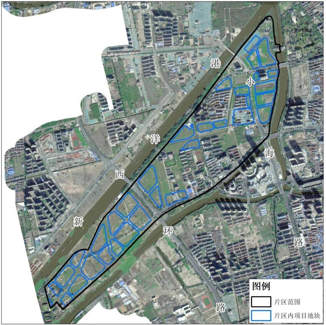 以最终批复为准)成片开发片区分布影像图盐城市亭湖区新兴镇外部水,电