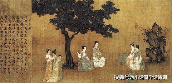 《女孝经图卷》·上女子的服饰上清晰可见"心字罗衣"图案本词中的"两