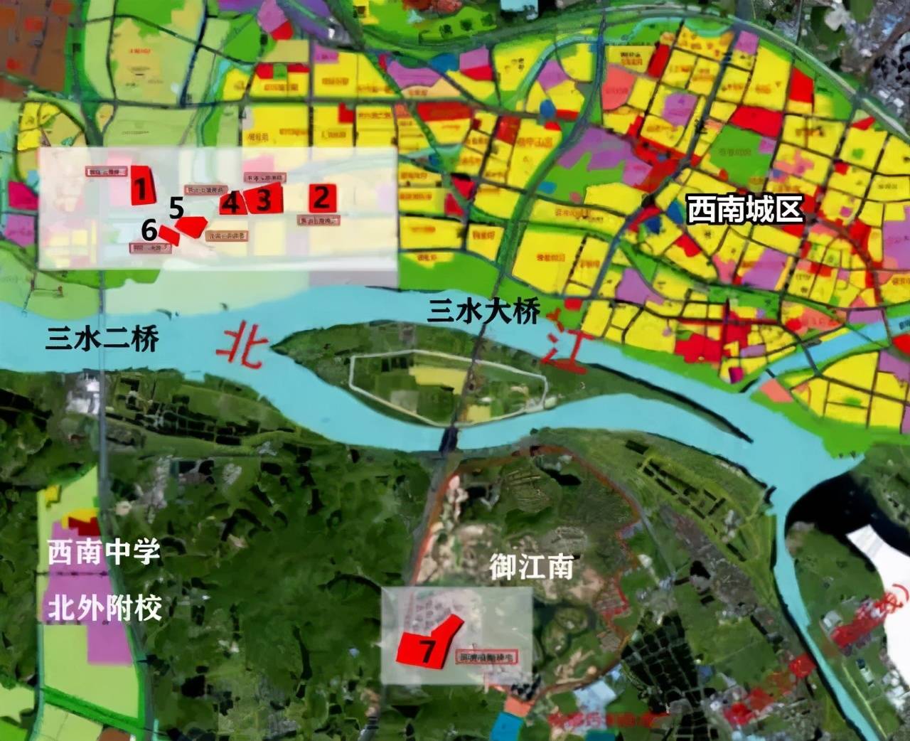 距离4号线北江大道站不到1公里 从卫星图上来看,地块位处三水西南的