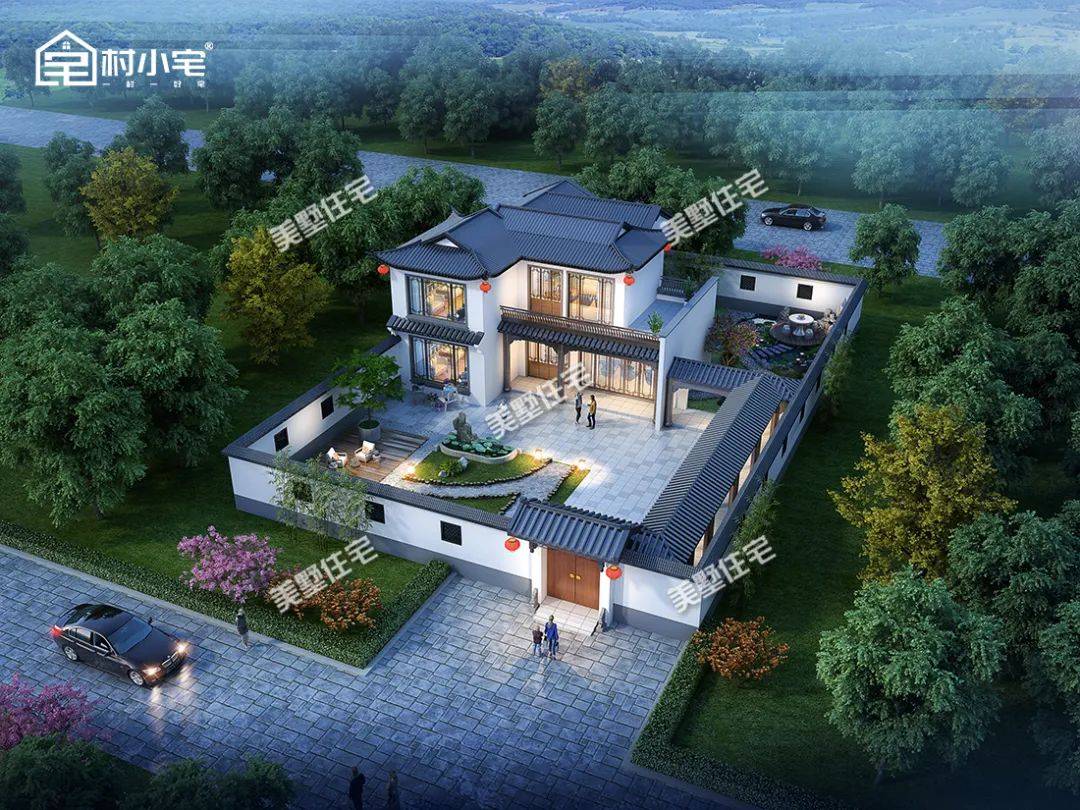 大型中式庭院搭配连廊,配备4间卧室,还带230㎡前院 150㎡后院超大休闲