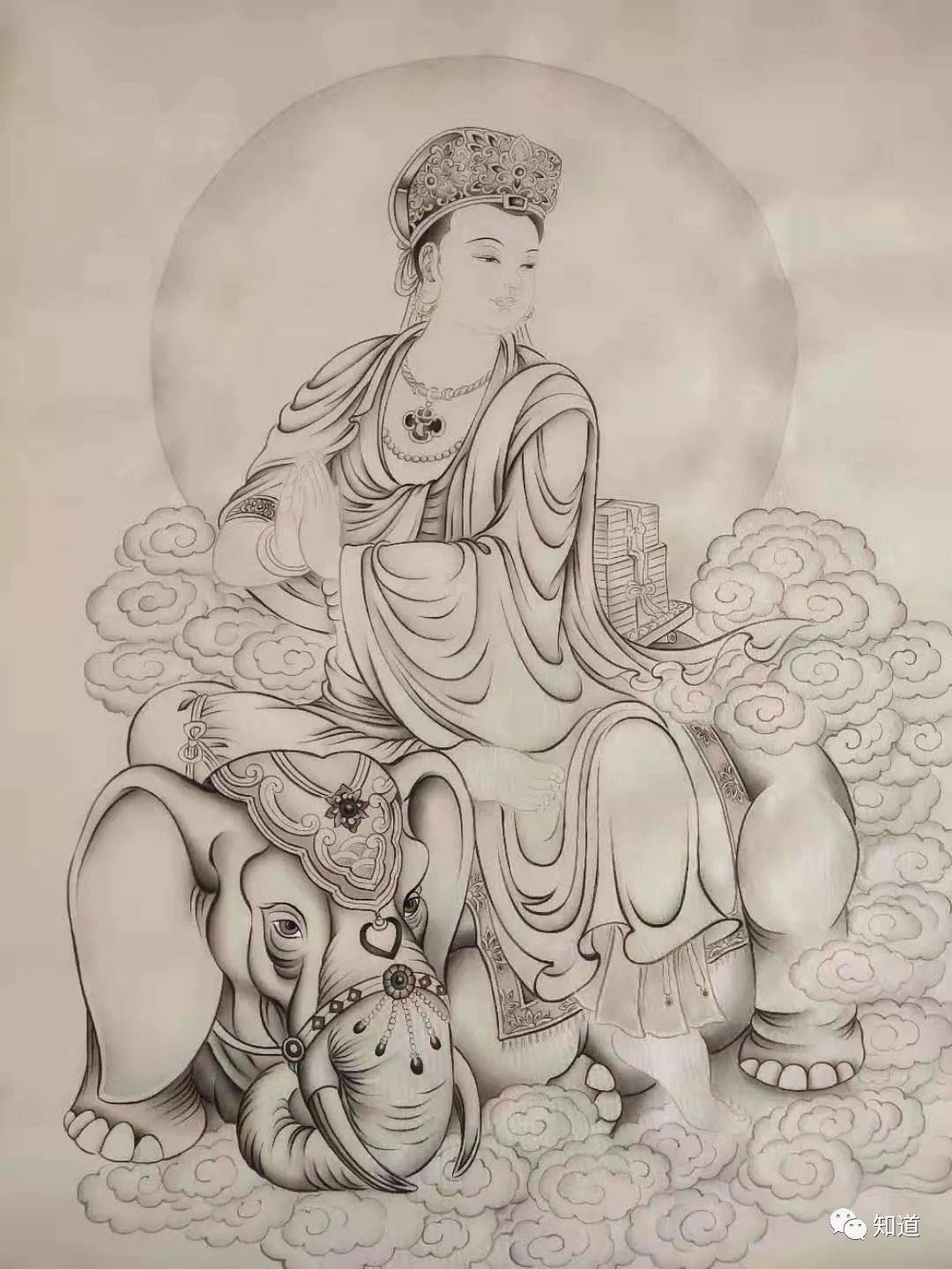 材质:绢本白描尺幅:82cm7255cm作品名称:《普贤菩萨》