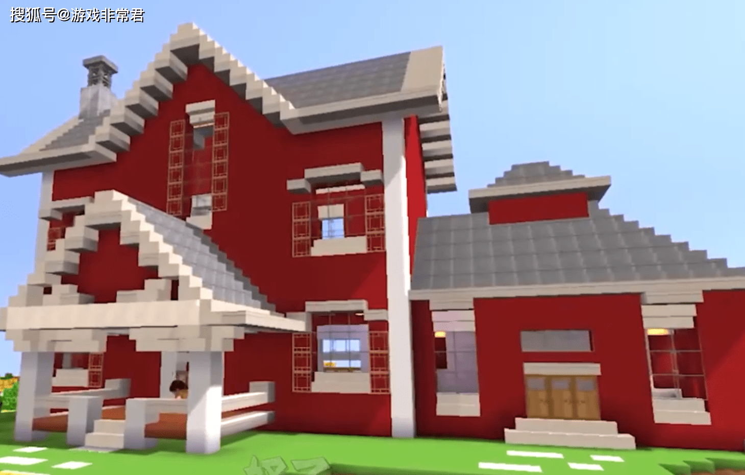 迷你世界:看起来很气派的红砖别墅,新手掌握几点也能搭建出来