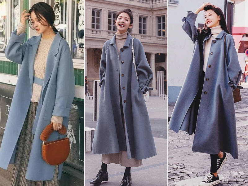 原创今年流行的"雾霾蓝"大衣,配上这5种颜色内搭,气质优雅更高级