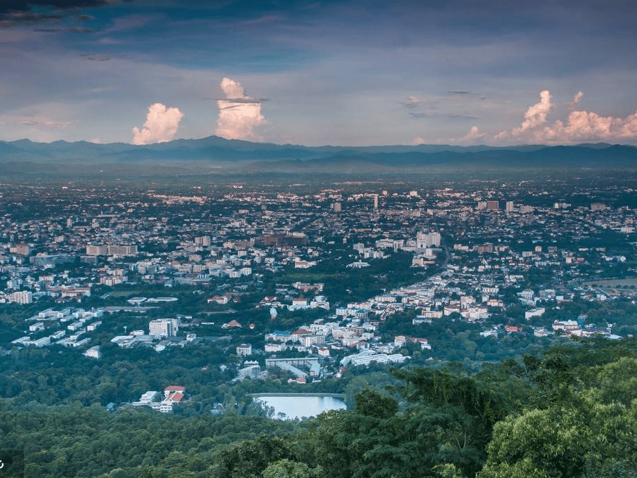 泰国清迈素贴山上俯看清迈全景