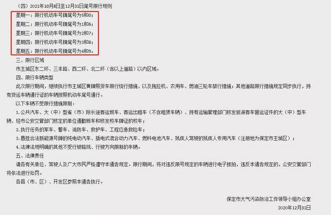 定兴限行尾号即将大调整!_保定市