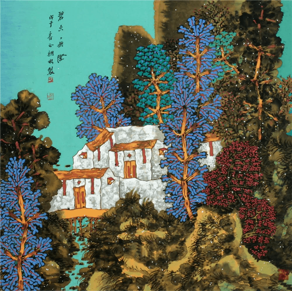 胡朝水:独特的重彩山水画,如梦似幻的艺术风格_传统