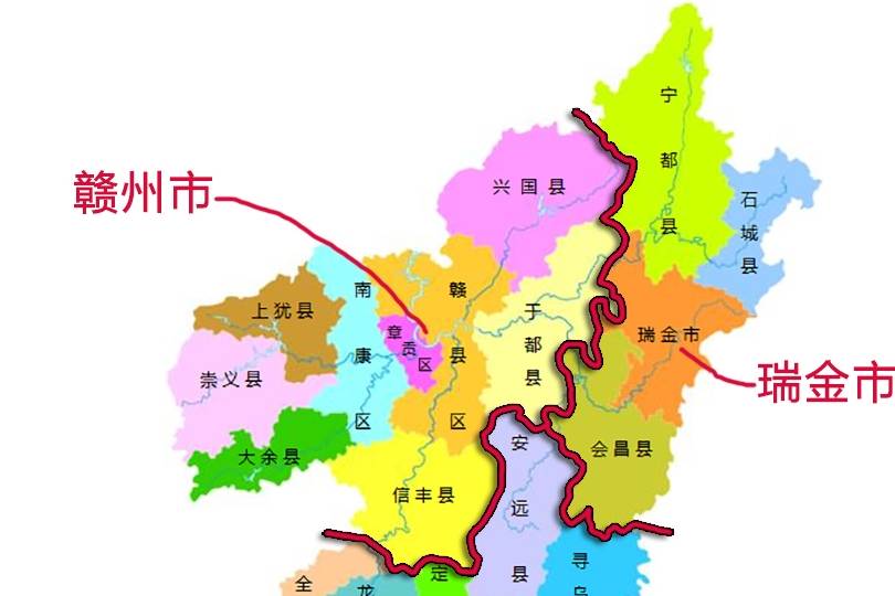 江西赣州区划假想:一分为三,新增地级瑞金市和三南市