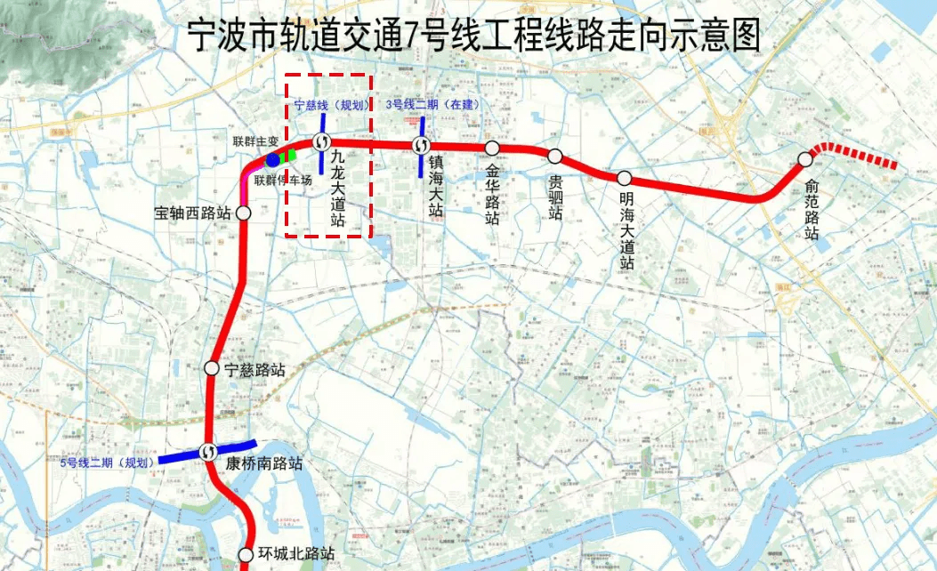 宁波地铁7号线"九龙大道站",可换乘"宁慈线"到杭州湾新区?