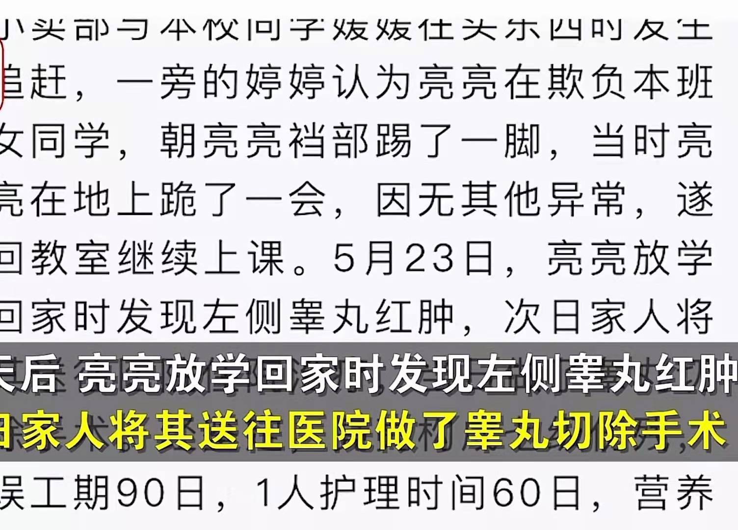 原创男学生打闹被路见不平女同学踢裆部睾丸被切最后赔偿28万