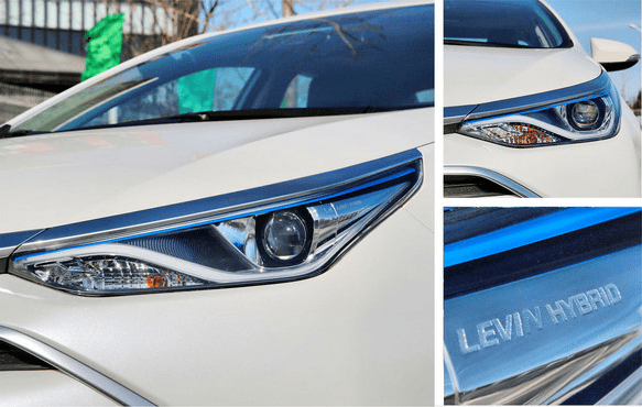 灯侧的levin hybrid标识强调了这是雷凌双擎的专属配置