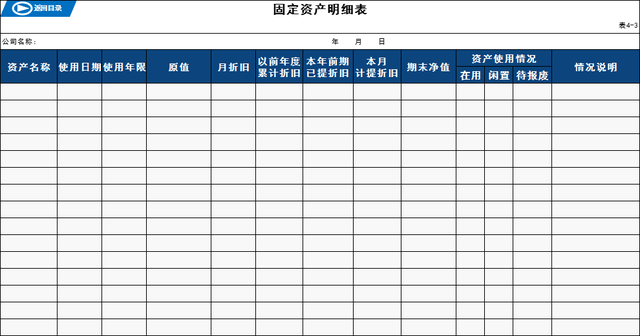 固定资产明细表