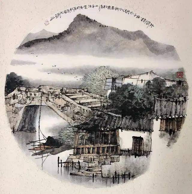 沈向然国画《外婆桥》