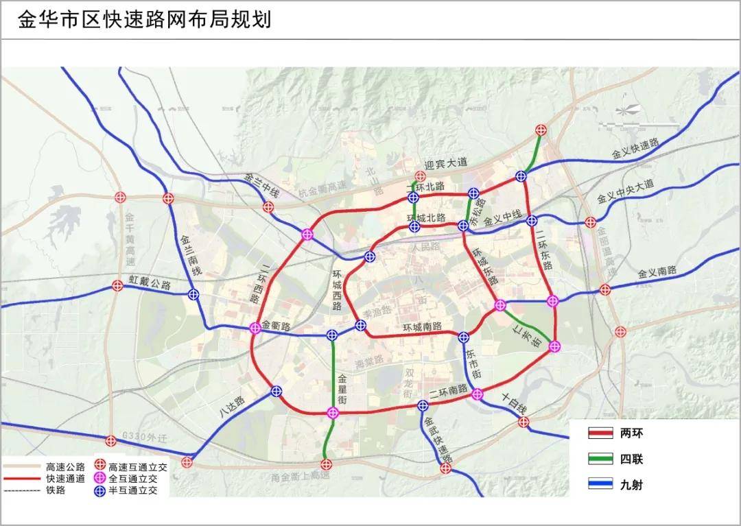 环城南路—金义南线,东市街—十白线,金武快速路,八达路—g330外迁线