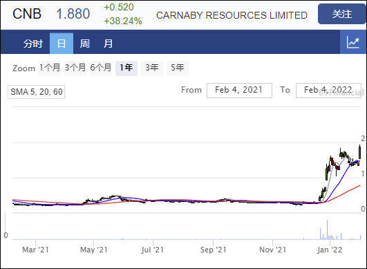 矿产勘探公司carnaby股价飙升40% 旗下铜金项目确认重