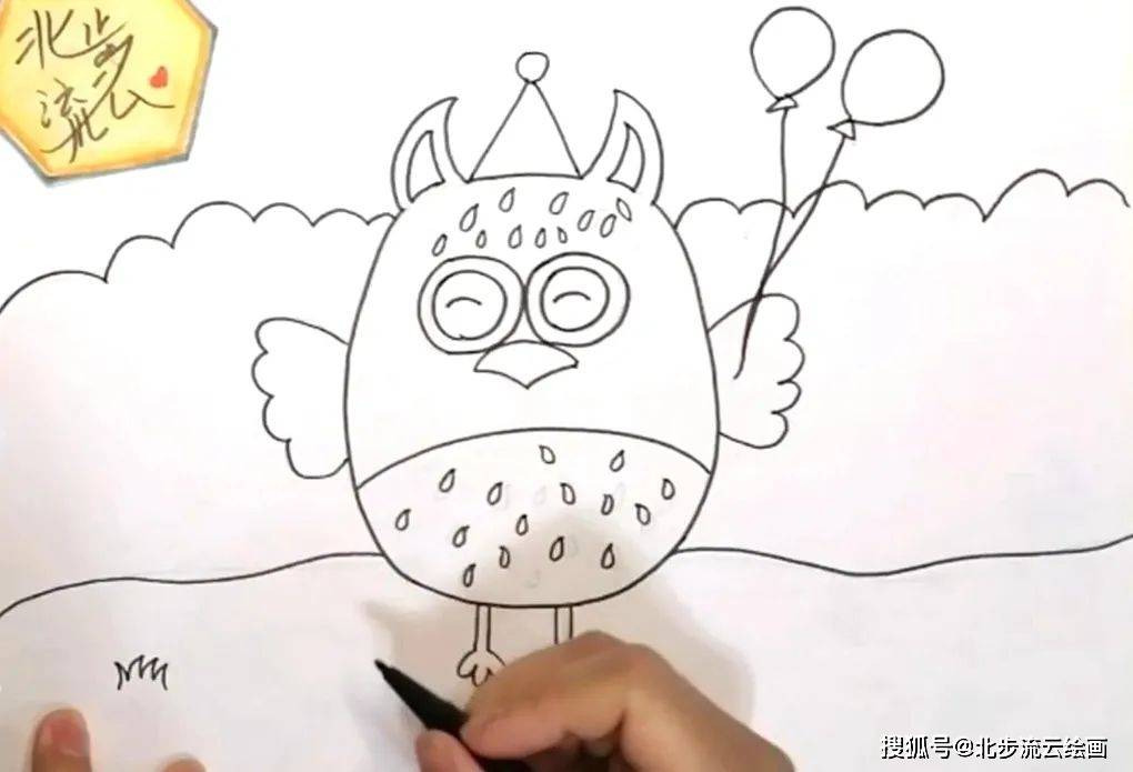 原创简单有趣的猫头鹰简笔画让我们动手画起来吧