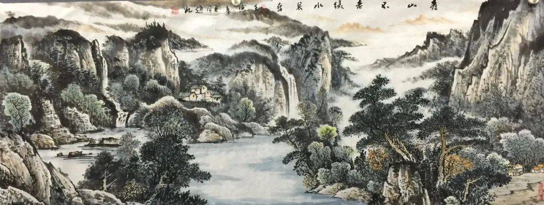 赵凯画家的山水画既有北派山水的雄伟壮丽,深沉浑厚,又有南派山水的