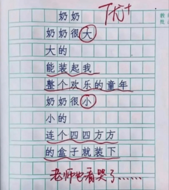 小学生把奶奶写进作文，老师看完不禁泪目，别忘了常回家看看  小学作文 第4张