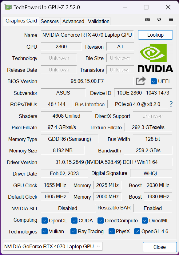 ȫܱ컨 ROG16 RTX 4070