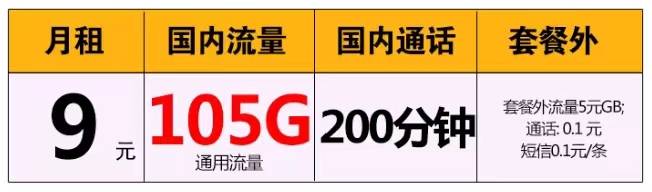 突然发力：200分钟+105G大流量+月租9元，中国电信放大招！