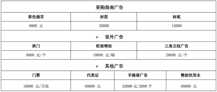 网、微信公众平台(并同步到官网展会新闻)、抖音、微博等；【广告收费】