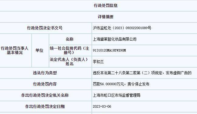 黛莱皙因屡次虚假宣传被罚56万 宣传南美芦荟实为国产