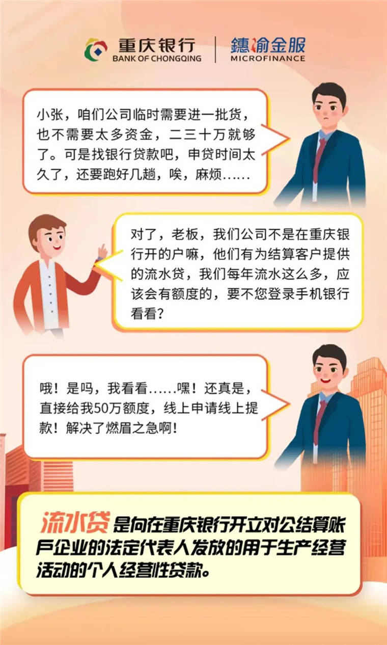 重庆银行鏸渝金服-流水贷上线啦！纯信用、年化利率低至3.7%！