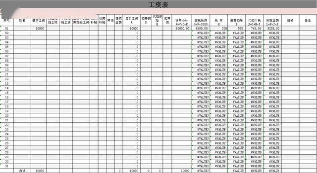 超实用的员工工资核算表格模板送给你!自带公式,拿走直接套用