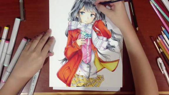 马克笔人物绘画-线稿到上色全过程