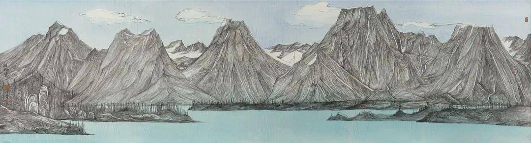 贺海峰    山影    水墨绢本