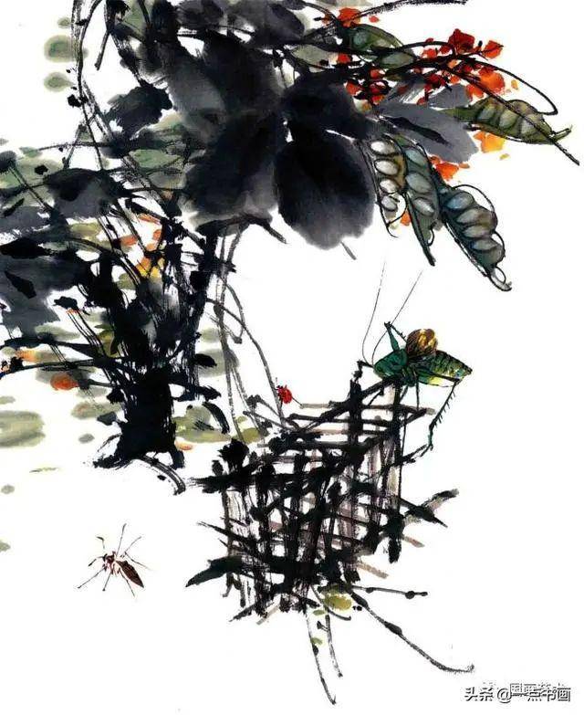 写意草虫画法教程——蝈蝈的画法步骤