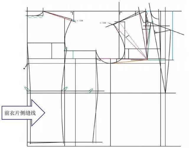 4,袖窿深线(胸围线):由新的肩端点至袖窿深线,取1/6胸Ё 2cm.