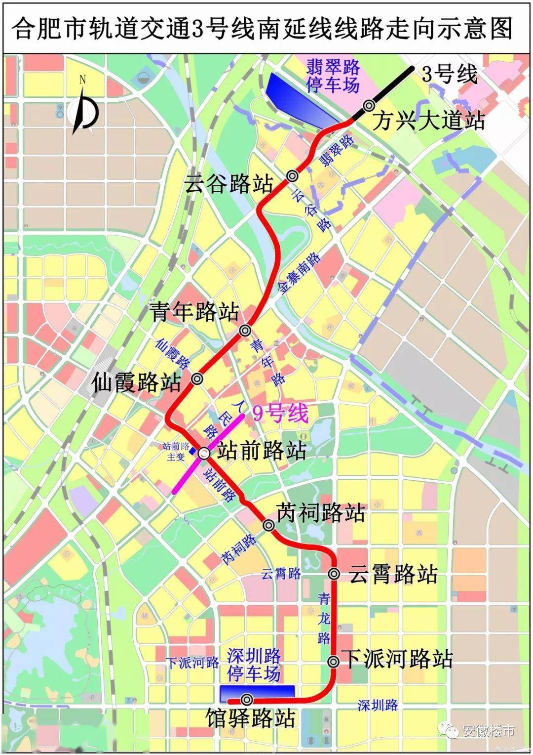 从规划图上看,3号线南延段起于杭埠河大道的馆驿路站,这里设置深圳路