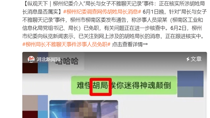 局长与女子不雅聊天记录提及胡姓局长,你相信吗?